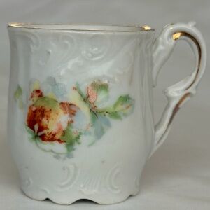 Antique Porcelain Mini Floral White & Gold Victorian Demitasse Retro Display Cup